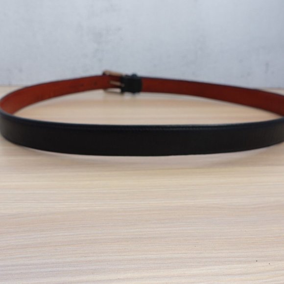 VINTAGE Black Belt Men 38 Leather Simple Dress Genuine Handcrafted USA CLUB ROOM - Picture 7 of 11